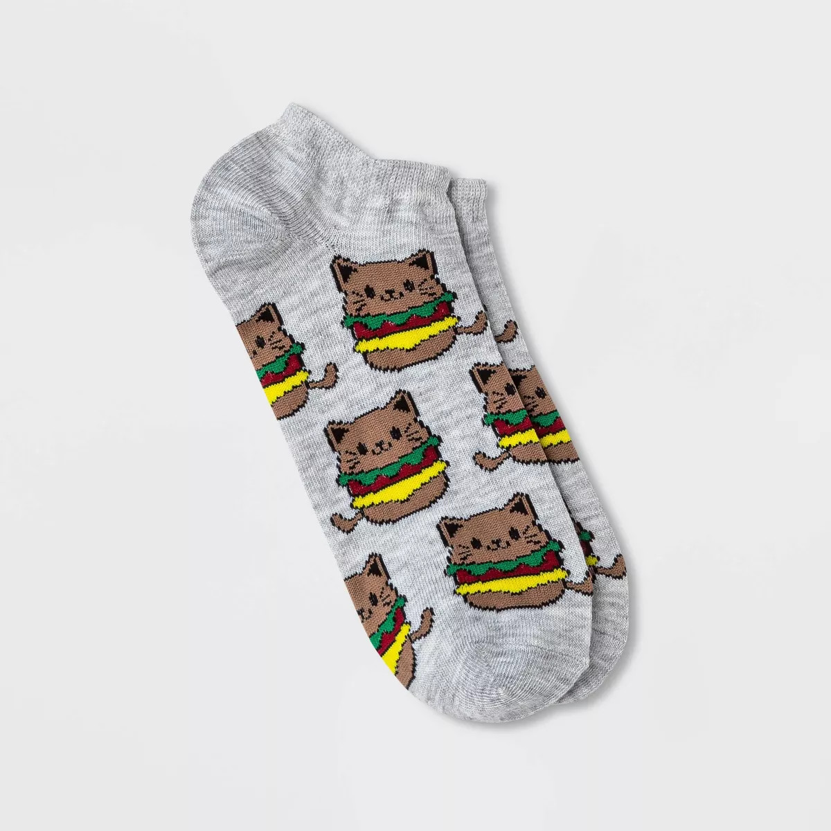 Women's Cat Hamburger Low Cut Socks - Xhilaration™ Light Heather Gray 4-10 | Target