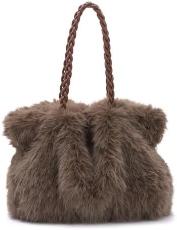 Emprier Fluffy Faux Fur Underarm Bags for Women Fuzzy Tote Handbag Plush Shoulder Purses | Amazon (US)