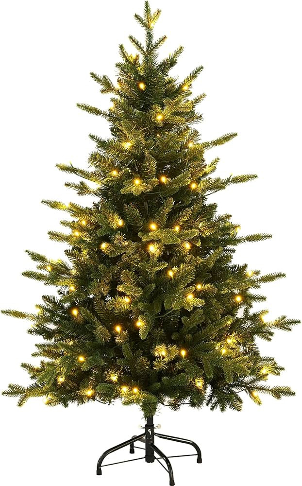 4 ft Pre-Lit Artificial Christmas Tree with Lights, Fraser Fir Realistic PE PVC Branch Tips, Holi... | Amazon (US)
