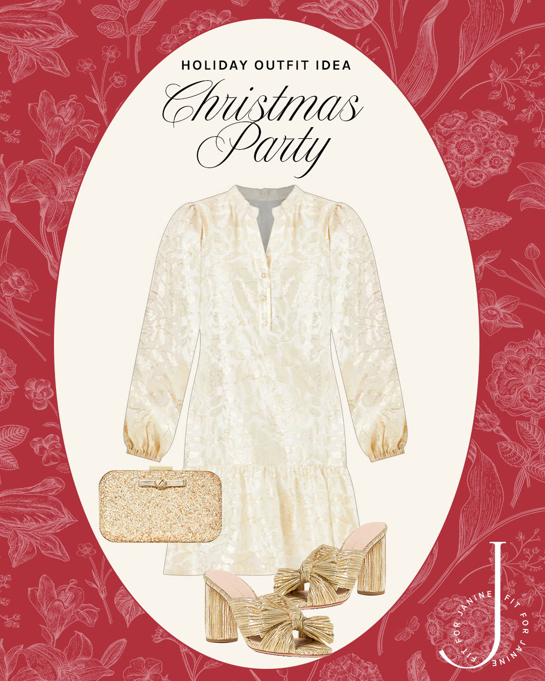 You will be all set when you receive your Christmas Party invitations! Loving this look that classy as it is glamorous! You can never go wrong with creams and golds!

Fit4Janine, Lilly Pulitzer, Dress, Clutch, Loeffler Randall, Heels  

 #LTKHoliday #LTKSeasonal #LTKStyleTip