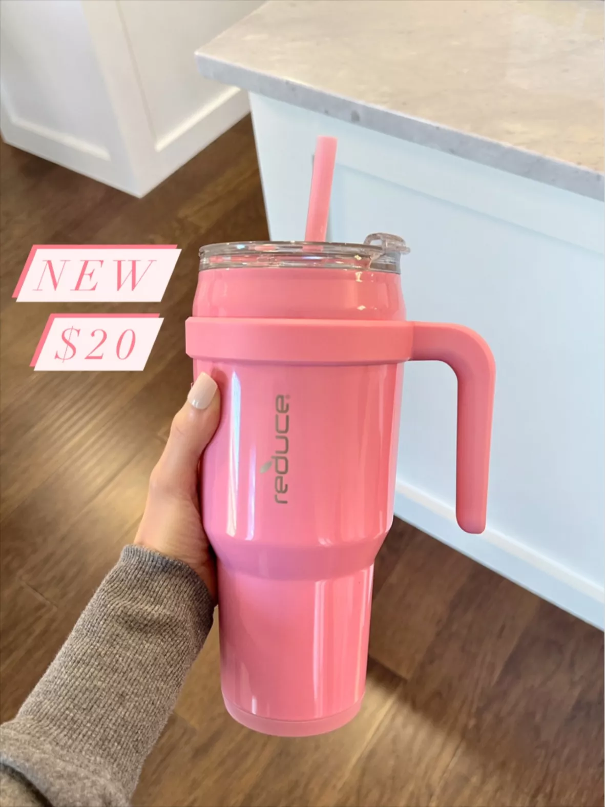 Reduce 40 oz Tumbler with Handle - Vacuum Insulated 40oz, Pink Cotton