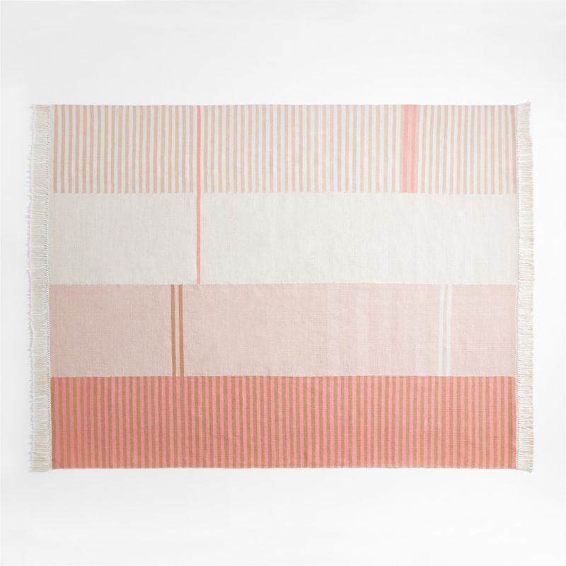 Teo Pink Stripe Colorblock Rug 8'x10' + Reviews | Crate & Kids | Crate & Barrel