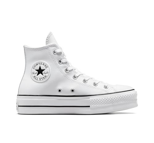 Converse Women's Chuck Taylor All Star Lift Platform Leather High Top, White/Black/White, 6 | Amazon (US)