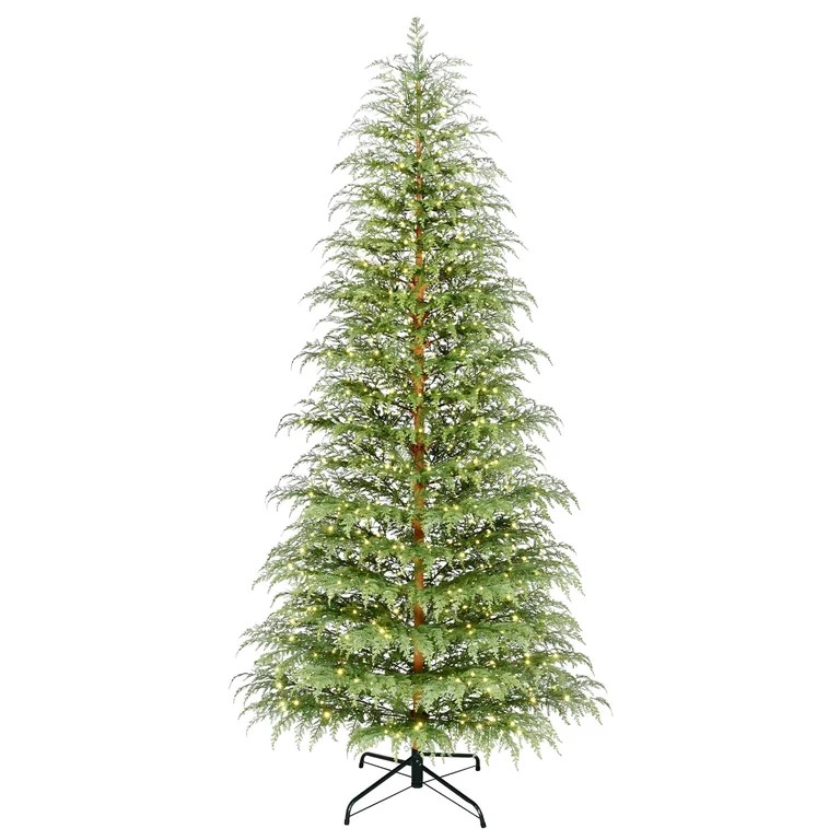 My Texas House 9' Pre-Lit Cypress Green Artificial Christmas Tree with 600 Warm White Twinkle LED... | Walmart (US)