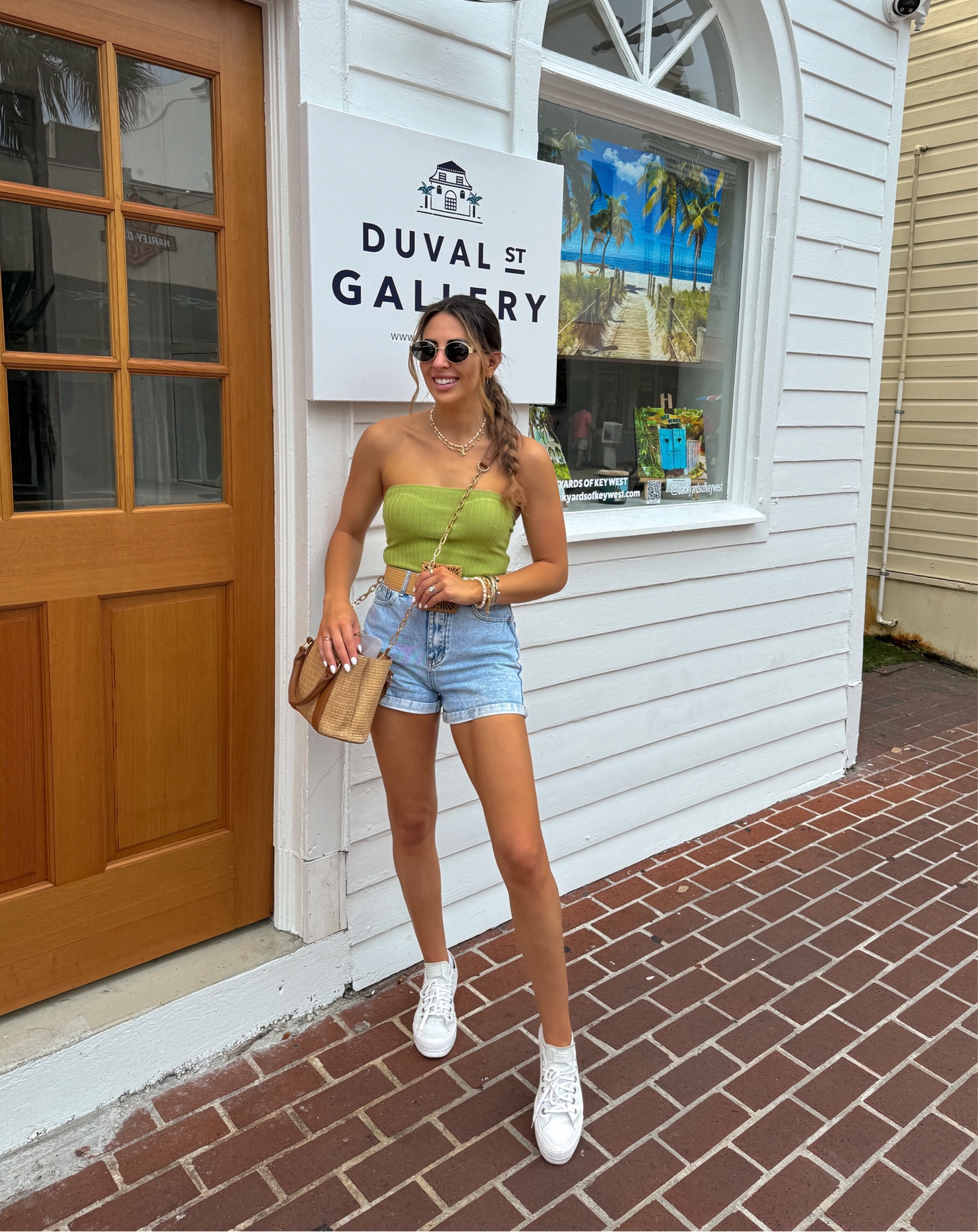 Key west cruise outfit for exploring: green tube top (small), denim shorts (medium) and converse sneakers 

#LTKstyletip #LTKSeasonal #LTKshoecrush