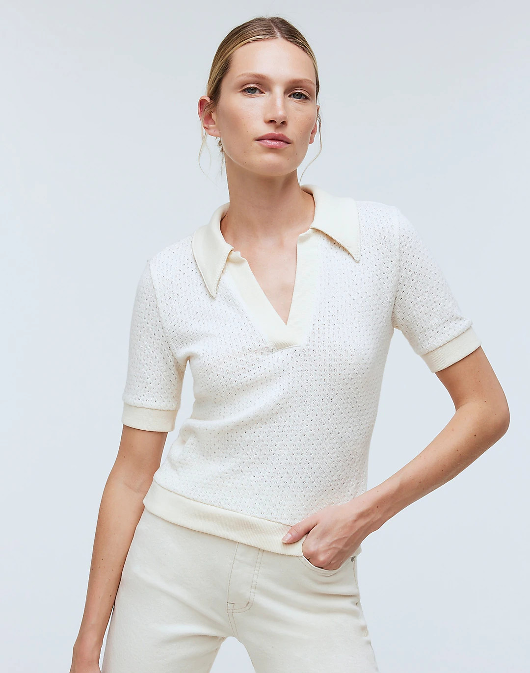 Collared Pointelle Sweater Tee | Madewell