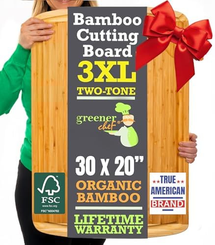 30 x 20 Organic Extra Large Cutting Board with Lifetime Replacements – Wood Bamboo Chopping Boa... | Amazon (US)