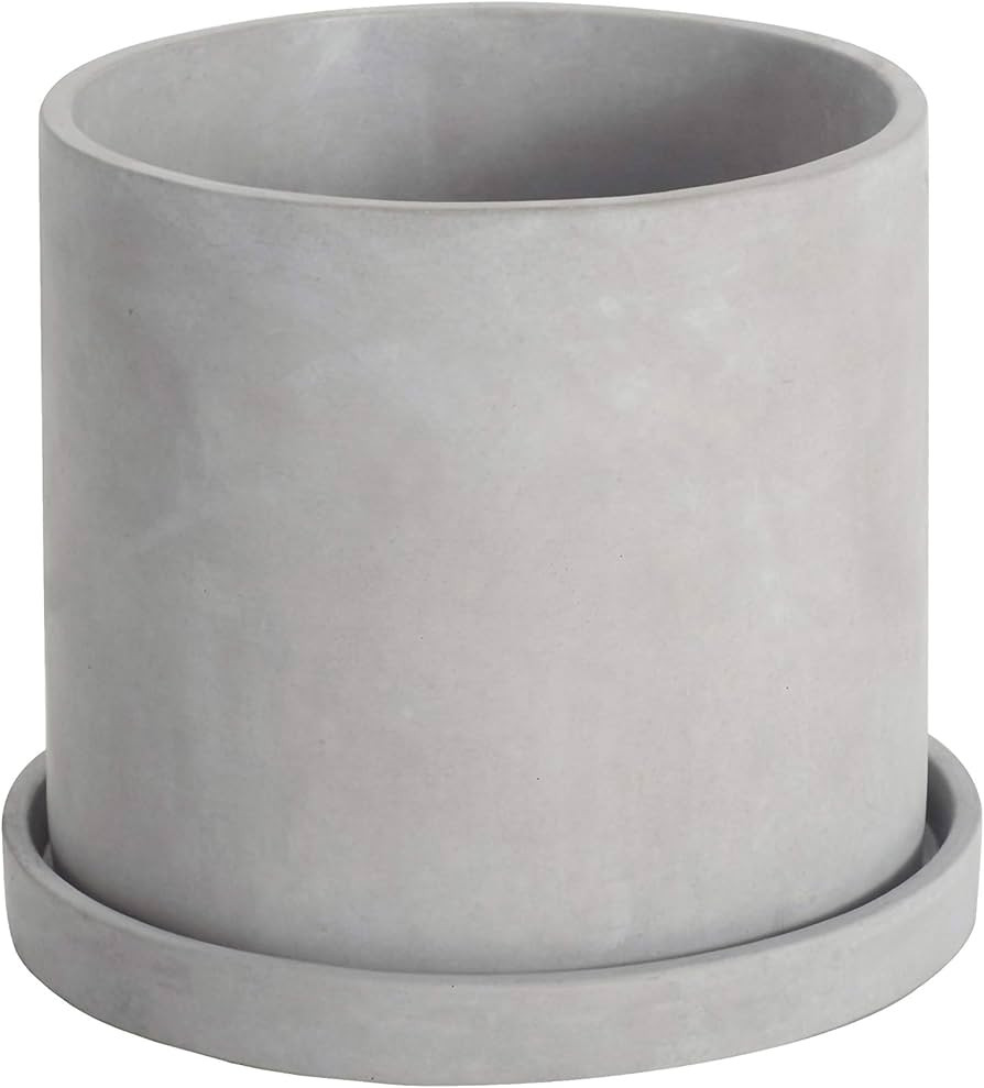 Ekirlin Flower Plant Pot Indoor 6 inch Grey Cement Planter with Drain Hole Saucer | Amazon (US)