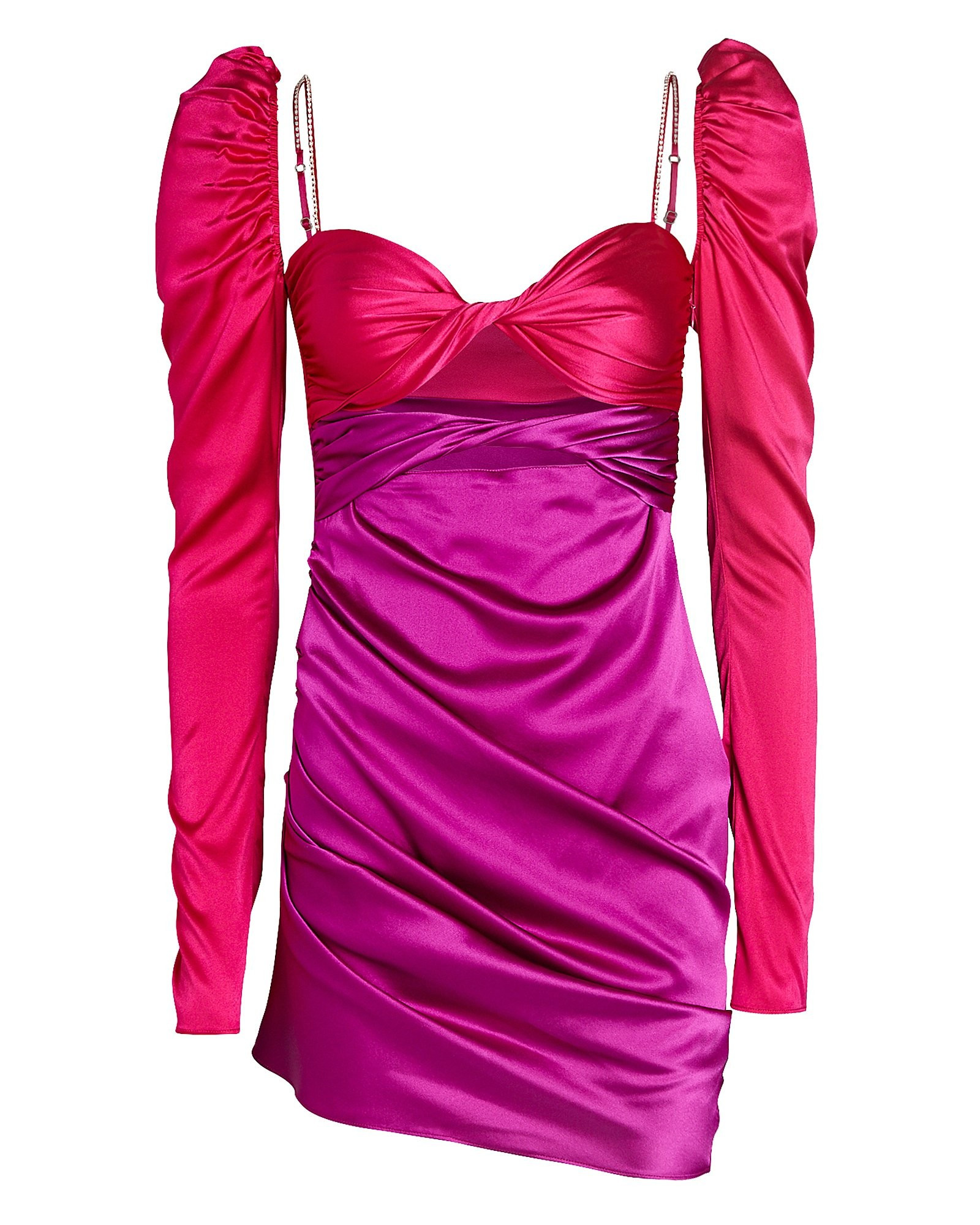 THE BAR Silk Twist Front Mini Dress, Multi ZERO | INTERMIX