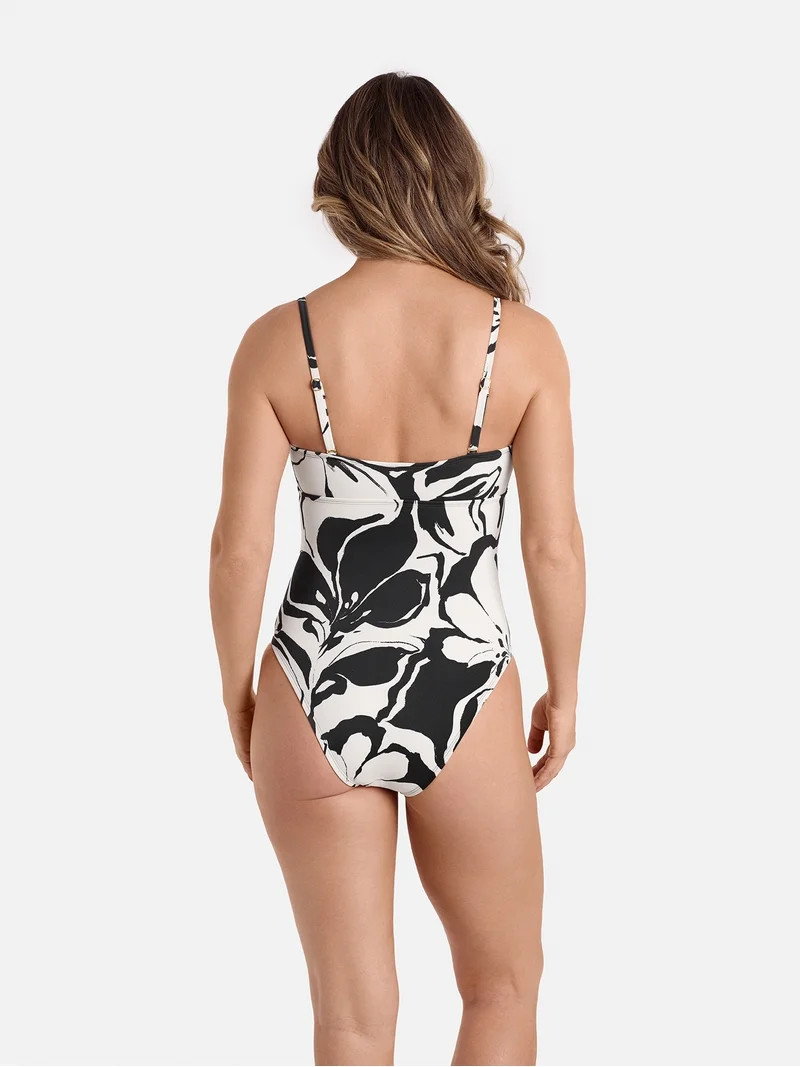 Sofia S3 Black & White Floral Shirred V 1PC | Walmart (US)