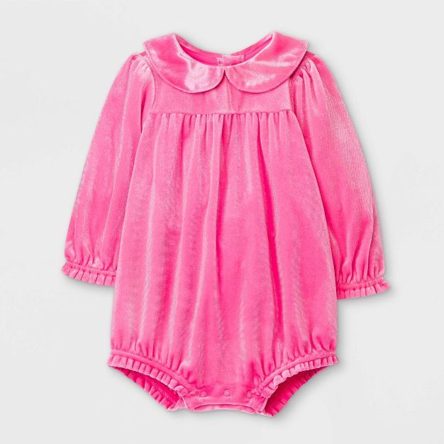 Baby Girls' Velour Bubble Romper - Cat & Jack™ Pink | Target
