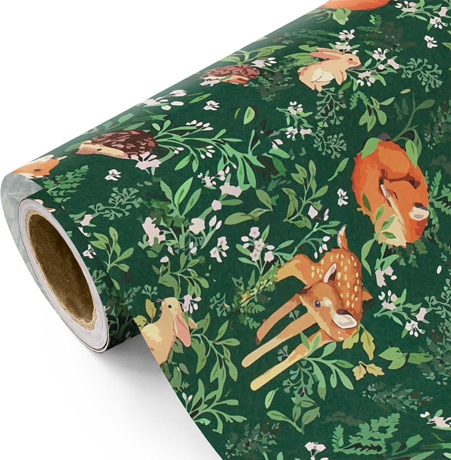 WRAPAHOLIC Kraft Forest Animals Christmas Wrapping Paper - Mini Roll - 17 Inch x 16.5 Feet - Wate... | Amazon (US)