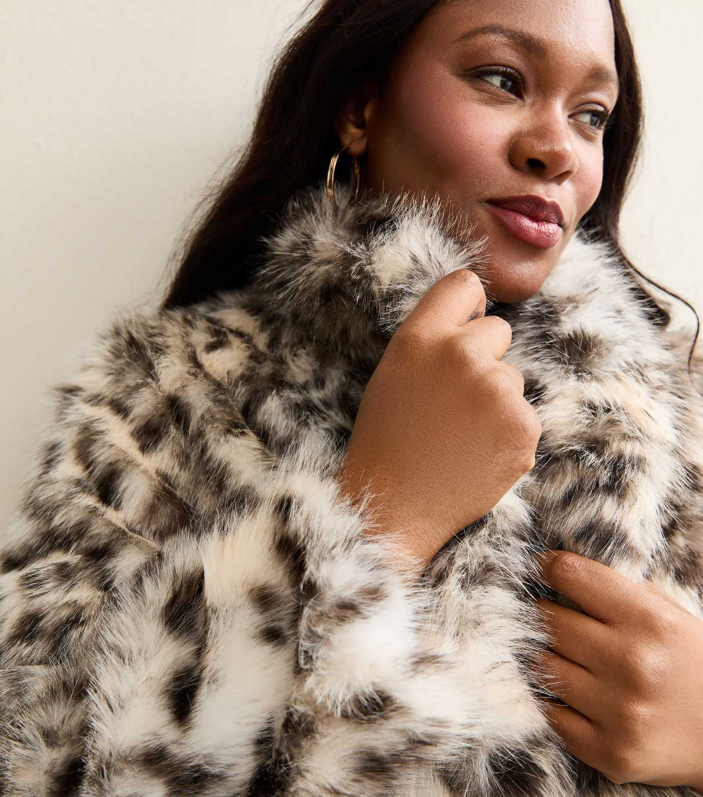 Curves Brown Animal Print Faux Fur Jacket | New Look | New Look (UK)