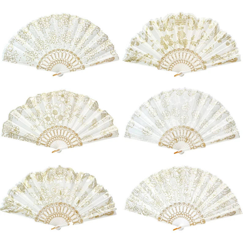 Set of 6/12/50/75/100 White Summer Glitter Folding Fan W/ Gift Bag and Tag for Wedding Gift Guest... | Etsy (US)