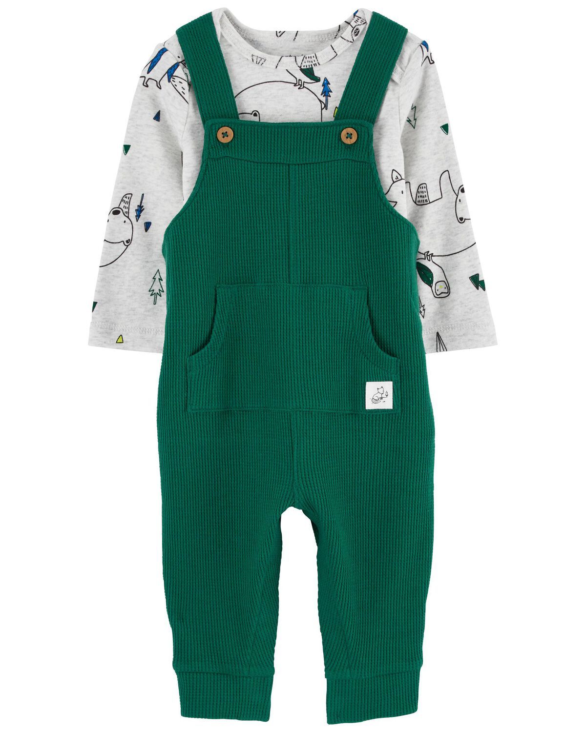 Heather/Green Baby 2-Piece Long-Sleeve Bodysuit & Thermal Coverall Set | carters.com | Carter's