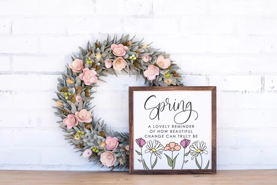 Colored Scripty Spring A Lovely Reminder  12 X 12 Framed | Etsy | Etsy (US)