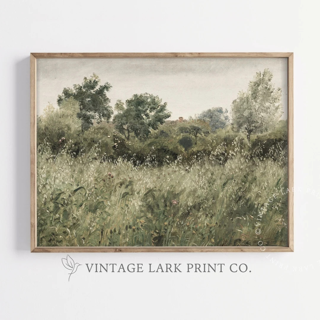 Vintage Landscape Spring Wildflower Field Flower Meadow Country Painting Cottage Shelf Decor Flow... | Etsy (US)