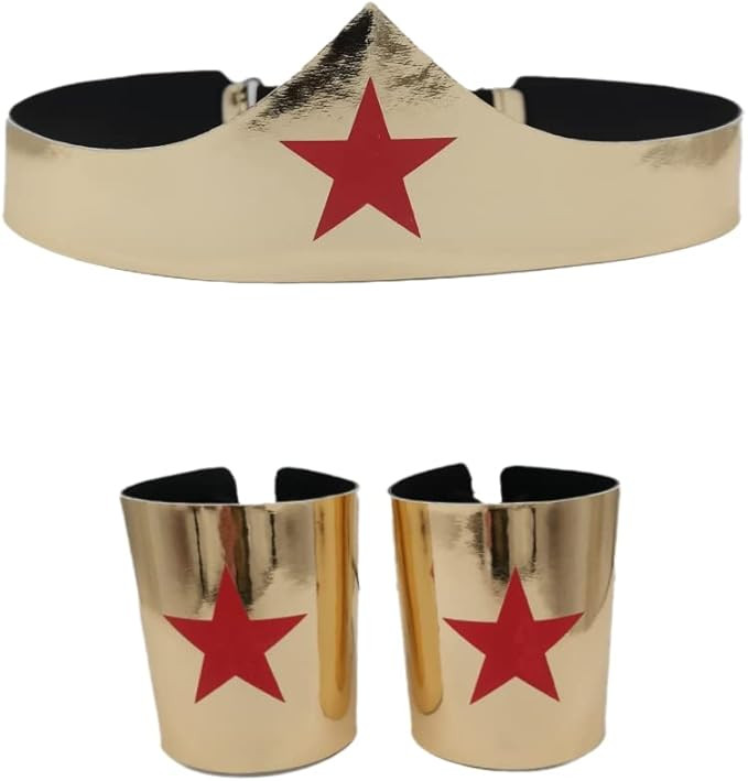 Okamsovr Wonder Woman Gold Tiara, Wonder Woman Cosplay Cuffs And Tiara Crown Set Adjustable Size | Amazon (CA)