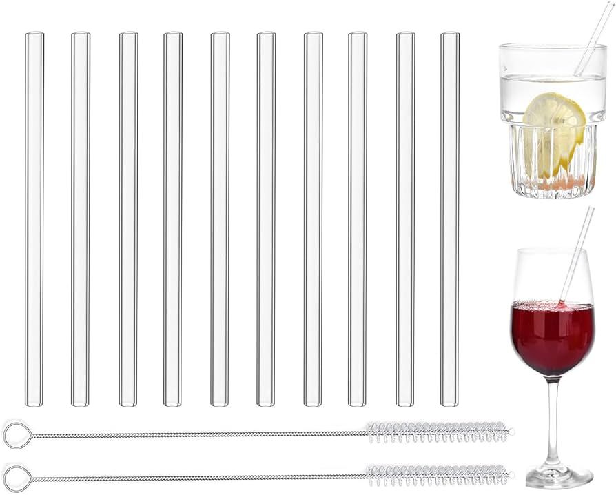 ALINK Short Glass Straws, 6 Inch Small Reusable Clear Glass Coffee Cocktail Martinis Stirrers/Str... | Amazon (US)