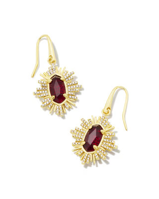 Grayson Gold Sunburst Drop Earrings in Red Glass | Kendra Scott