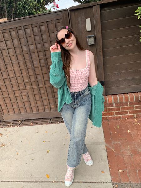 Corduroy shirt
Oversized button up
Butterfly clips
Heart sunglasses
Pink converse hi tops
Casual outfit
Y2K fashion
Nineties style
Statement accessories
Affordable fashion finds

#LTKstyletip #LTKunder100 #LTKSeasonal