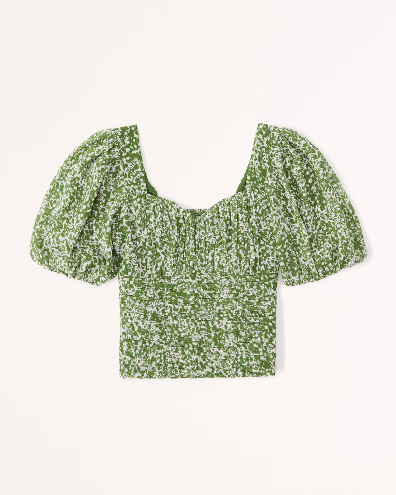 Ruched Puff Sleeve Sweetheart Top | Abercrombie & Fitch (US)