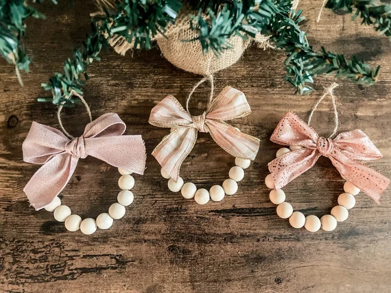 Beaded Wreath Ornament With Ribbon  Christmas Ornament  - Etsy | Etsy (US)