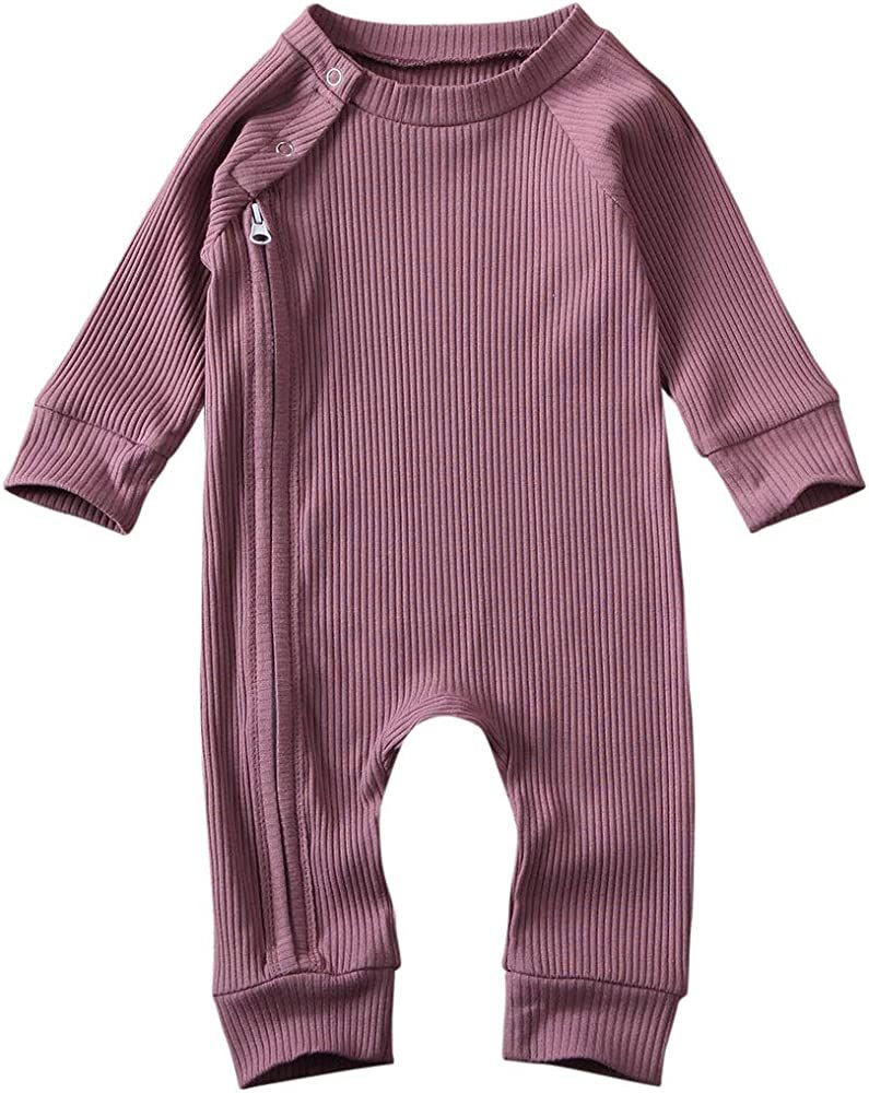 Baby Girl Boy Romper Bodysuit Solid Plain One Piece Jumpsuits Pajamas Sleeveless One Piece Baby C... | Amazon (US)