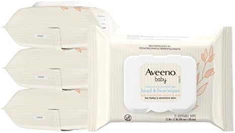 Aveeno Baby Hand & Face Cleansing & Moisturizing Wipes with Oat Extract and Aloe, Fragrance-Free ... | Amazon (US)