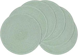 SHACOS Round Placemats Set of 6 Washable 15 inch Cotton Polyester Table Mats Woven Braided Place ... | Amazon (US)
