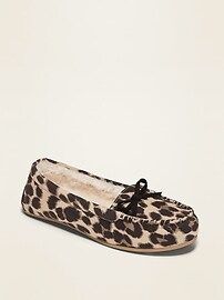 Faux-Suede Faux Fur-Lined Moccasin Slippers for Women | Old Navy (US)