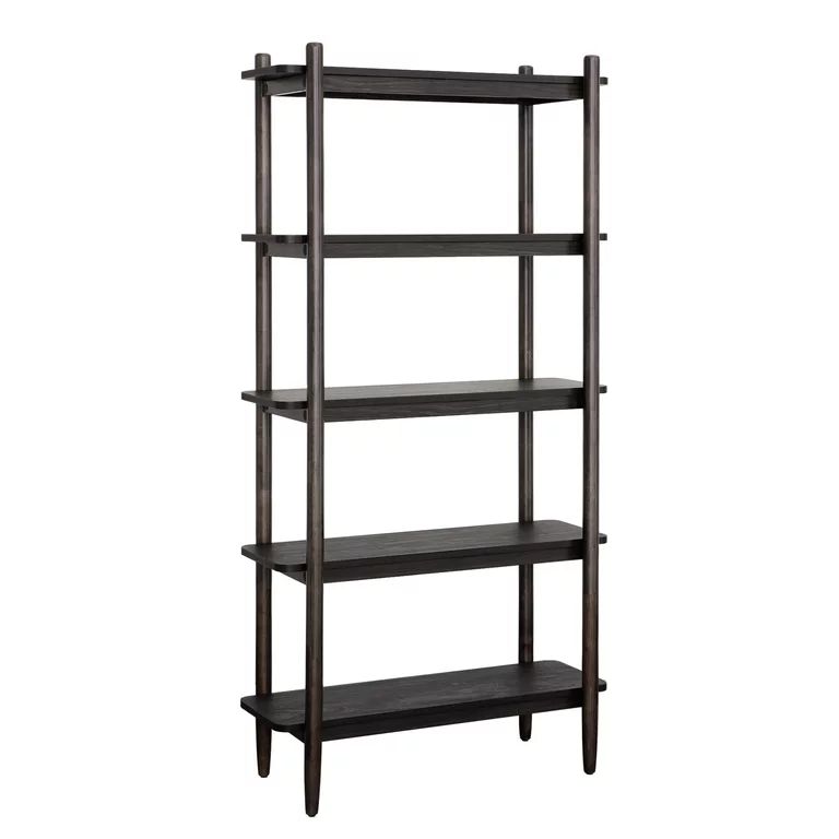 Better Homes & Gardens Springwood 5 Shelf Bookcase with Solid Wood Frame, Charcoal Finish | Walmart (US)