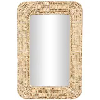 47 in. x 32 in. Handmade Woven Rectangle Framed Brown Wall Mirror | The Home Depot