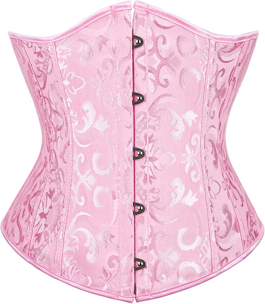 Zhitunemi Women's Lace Up Boned Jacquard Brocade Waist Training Underbust Corset | Amazon (US)