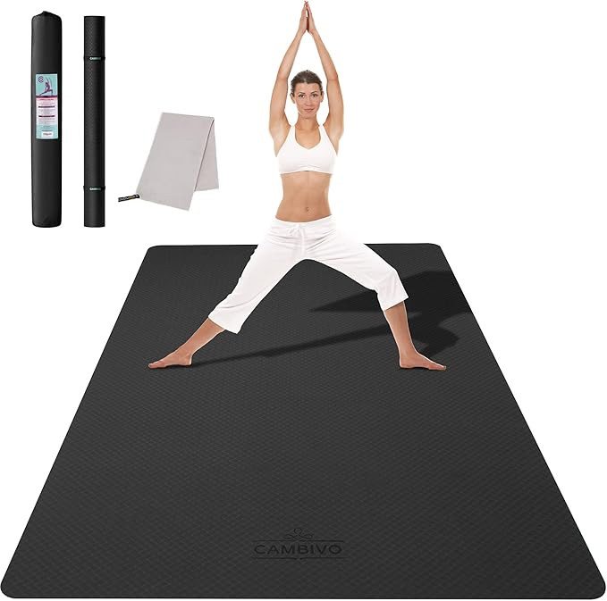 CAMBIVO Large Yoga Mat (6'x 4'), Extra Wide Workout Mat for Men and Women, Yoga Mat Thick 1/3 &1/... | Amazon (US)