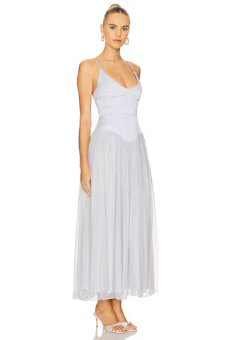 LPA Odette Midi Dress in Dusty Blue from Revolve.com | Revolve Clothing (Global)