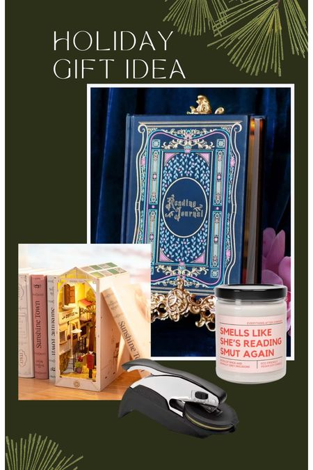 Gifts for the book lover in your life. A reading journal, fun candle, and a custom embossed are great ideas  

#LTKGiftGuide #LTKhome #LTKHoliday
