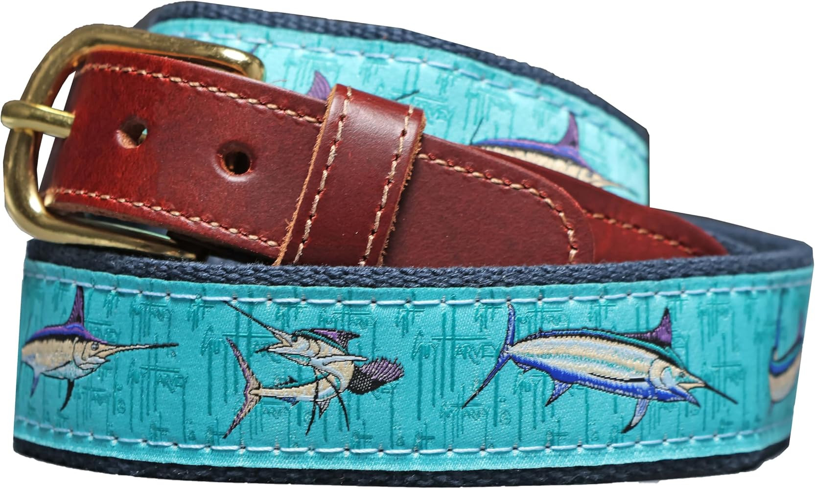 Guy Harvey Mens Leather Tab Belts | Amazon (US)