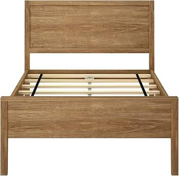 Max & Lily Twin Bed, Solid Wood Twin Bed Frame with Panel Headboard, Kids Twin Bed with Wood Slat... | Amazon (US)