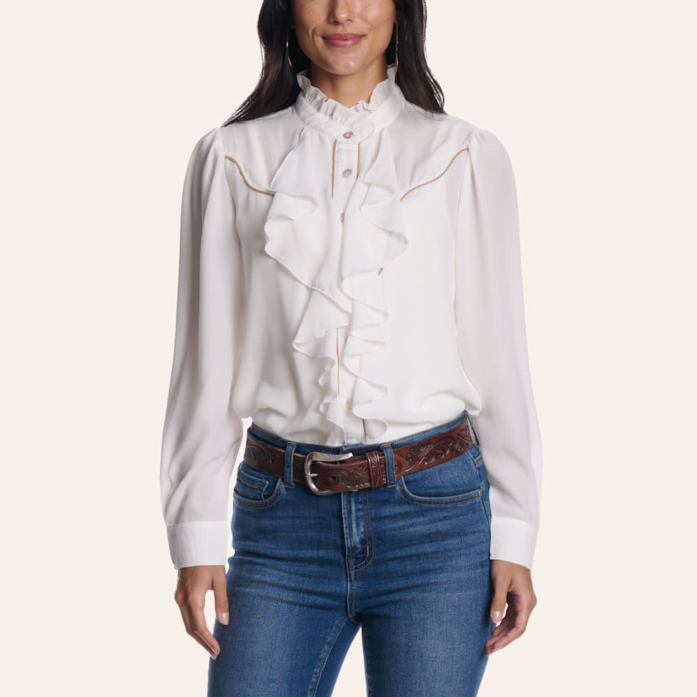 Rockin' C Women's White Ruffle Western Top | Cavender's