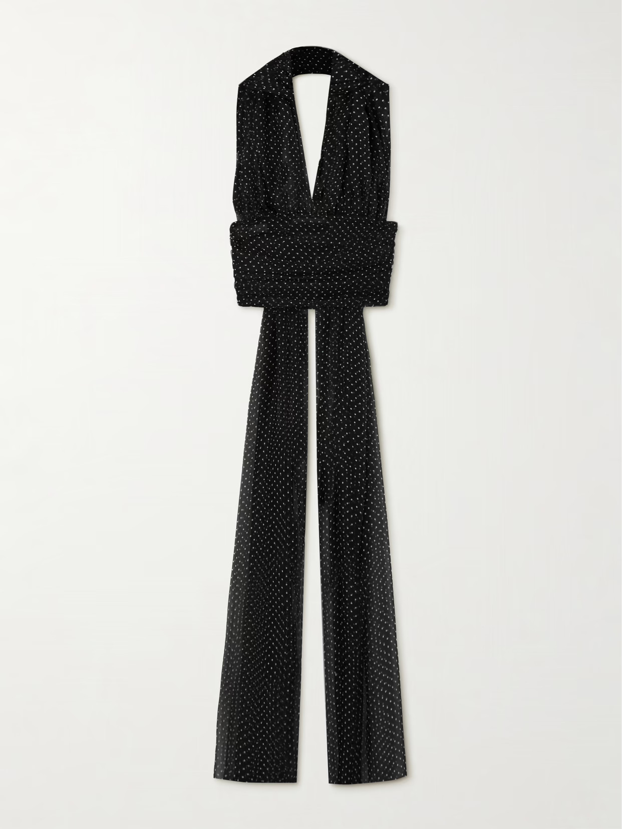 Dolce & Gabbana - Ruched Cropped Polka-dot Silk-chiffon Top - Black | NET-A-PORTER (US)