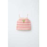 Zara - Striped Crochet Knit Top - Peach - 5 Years (43,3 Inches) - Kids | Zara US
