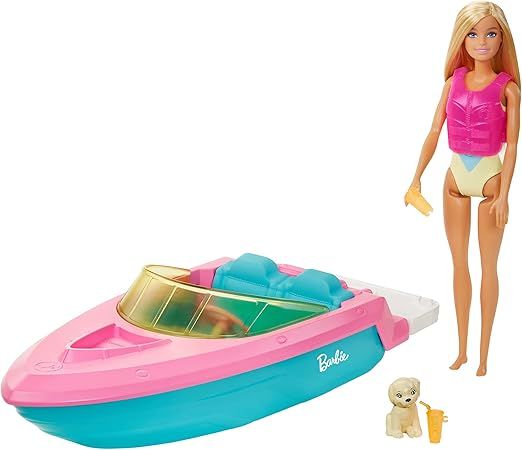 Barbie Doll and Boat Playset with Pet Puppy, Life Vest and Accessories, Fits 3 Dolls & Floats in ... | Amazon (US)
