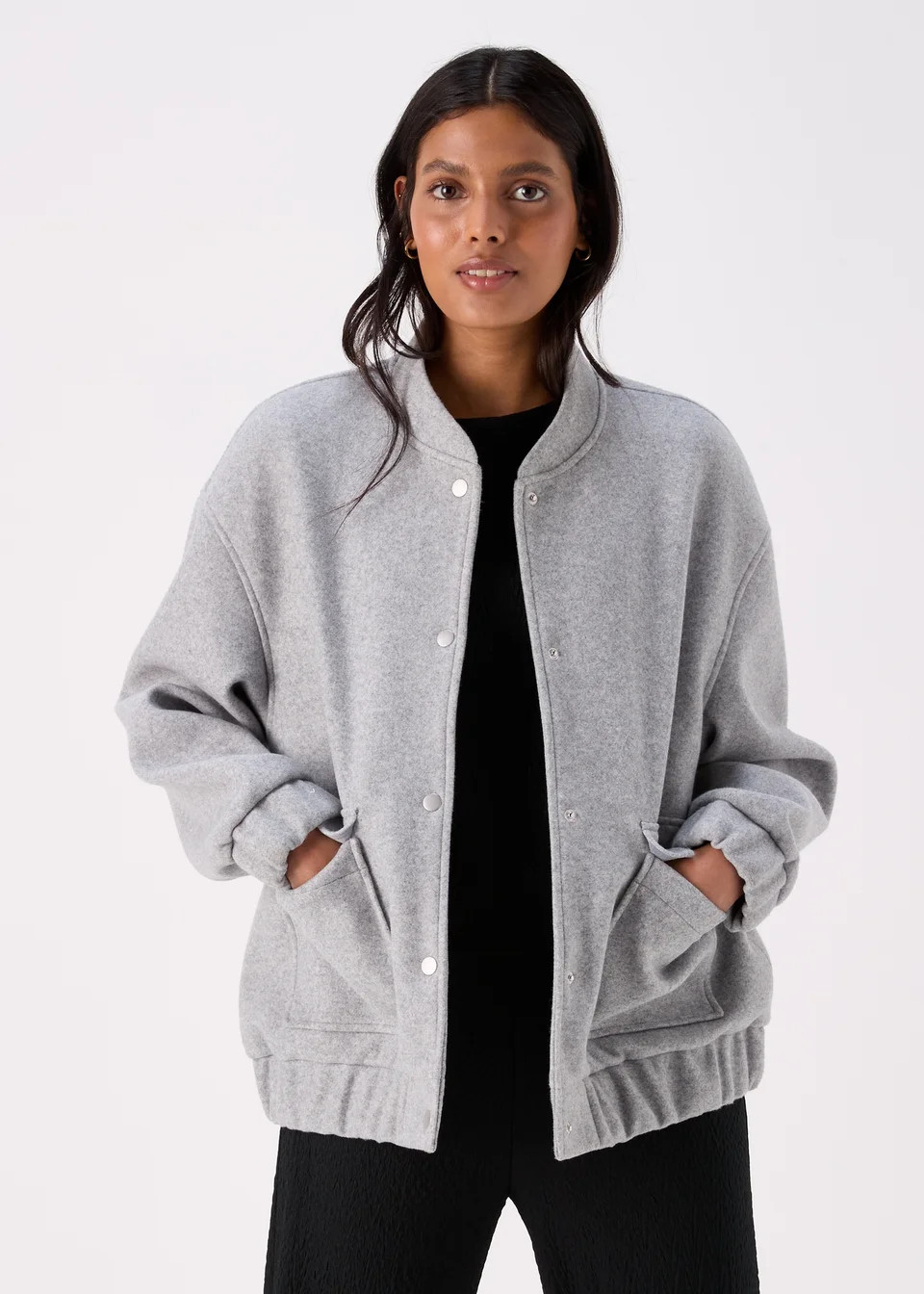 Grey Wool Touch Bomber Jacket - Size 8 | Matalan (UK)