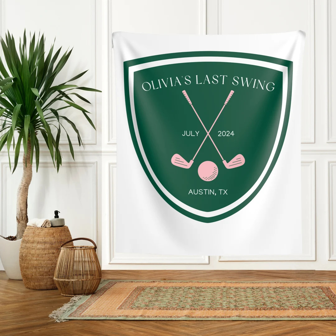 Last Swing Bachelorette Sign, Golf Bachelorette Backdrop, Preppy Bachelorette Banner, Pink and Gr... | Etsy (US)