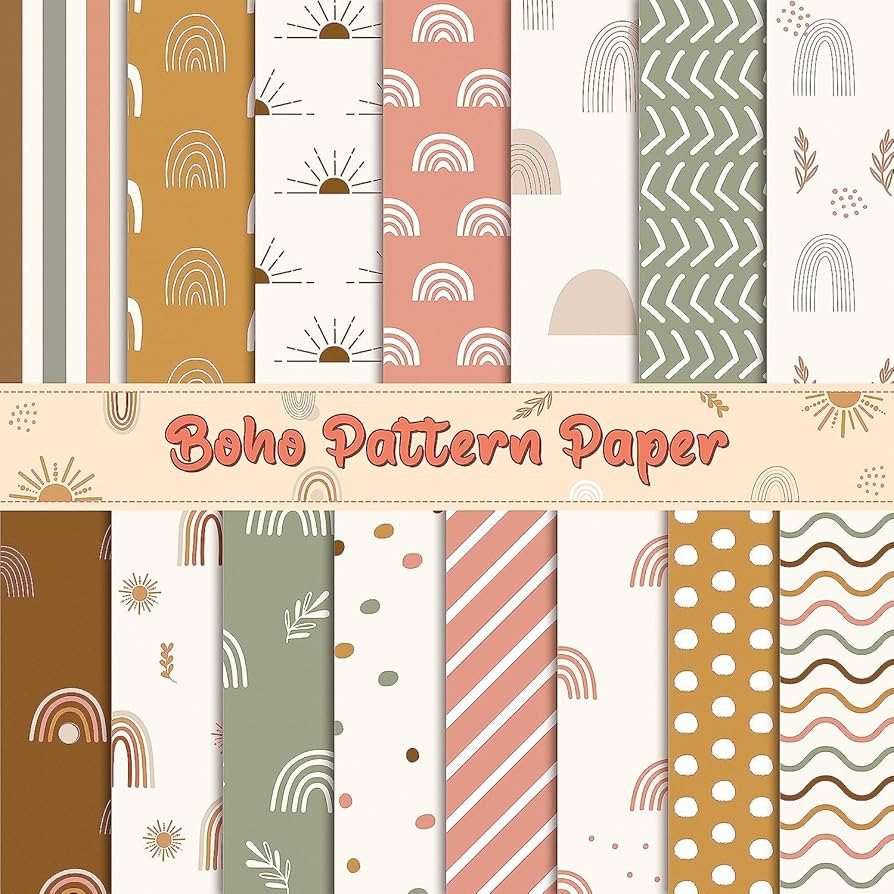 Haooryx Double Sided Origami Paper - 60pcs Boho Pattern Art Craft Paper Set 11x11 Inch Retro Boho... | Amazon (US)