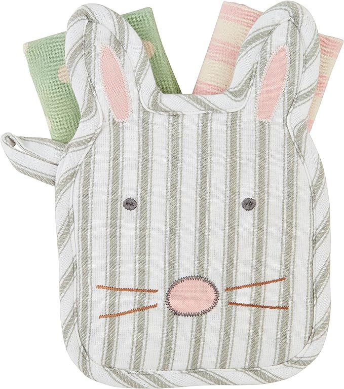 Mud Pie Bunny Pot Holder & Towel Set, Face, Holder 9" x 6" | Towel 12" x 12" | Amazon (US)