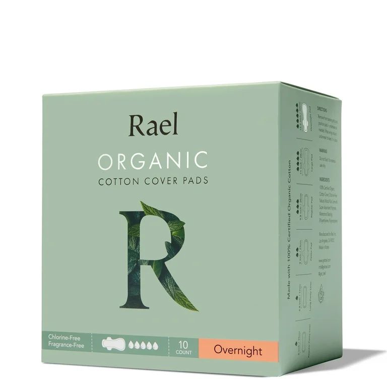 Rael Organic Cotton Cover Menstrual Overnight Pads - Unscented, Chlorine Free, Natural Sanitary N... | Walmart (US)