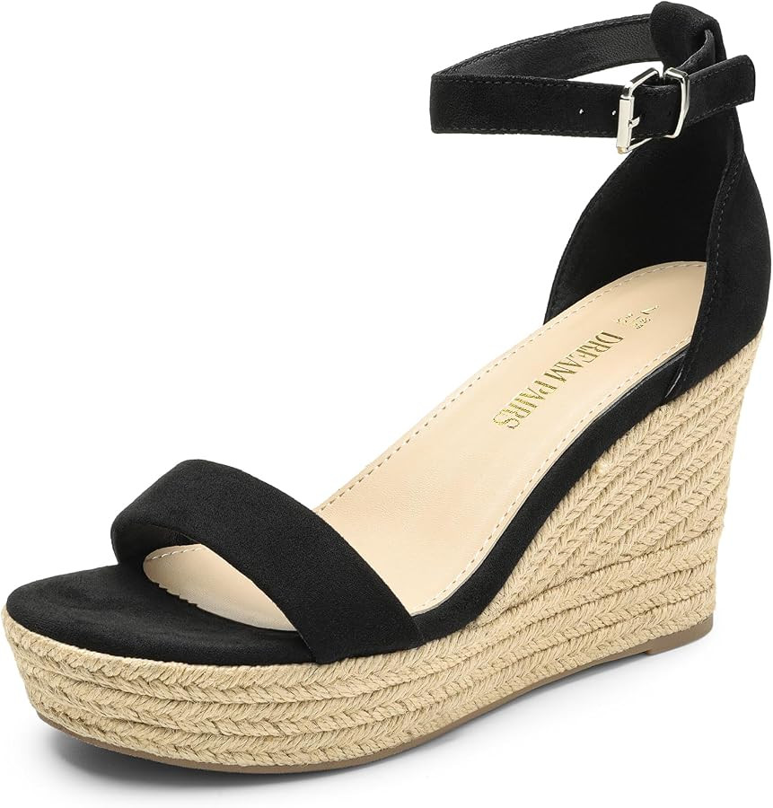 DREAM PAIRS Women's Open Toe Espadrilles Wedge Sandals, Comfortable Adjustable Ankle Strap 3.6 In... | Amazon (US)