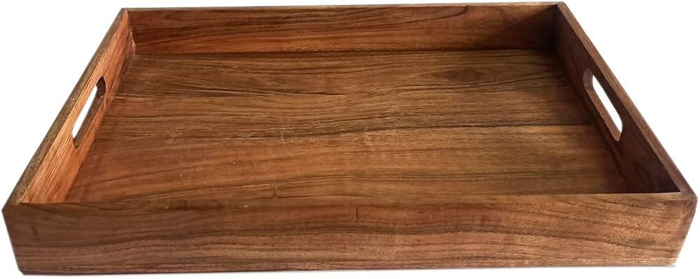 Kaizen Casa |Wooden Rectangular Serving Tray, Wood Plate, Tea/Drink Platter, Dinner Serving Tray,... | Amazon (US)